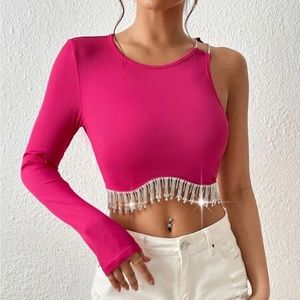 Beaded fringe crop top